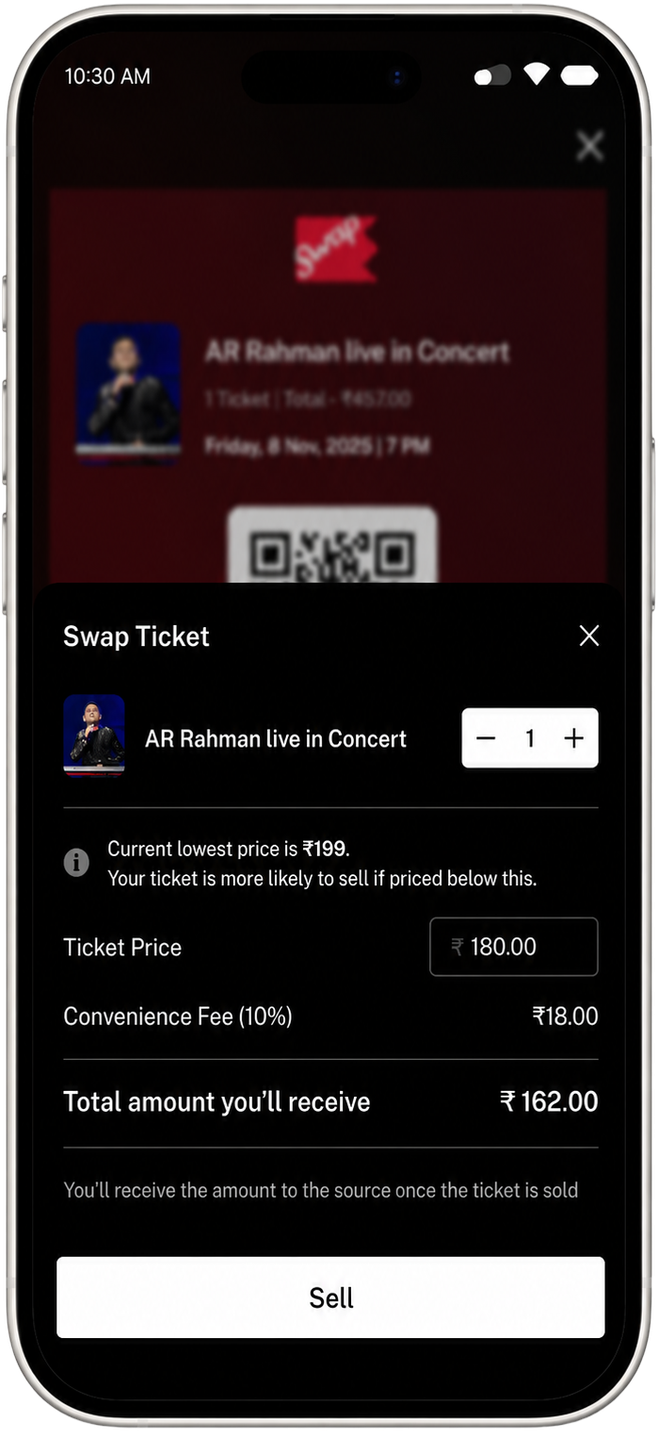 Eswap ticket confirmation