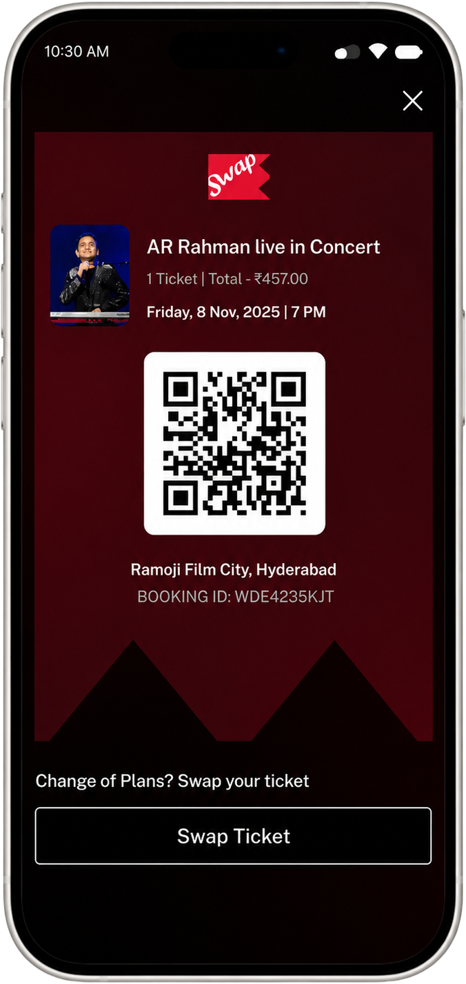 Eswap ticket with QR code