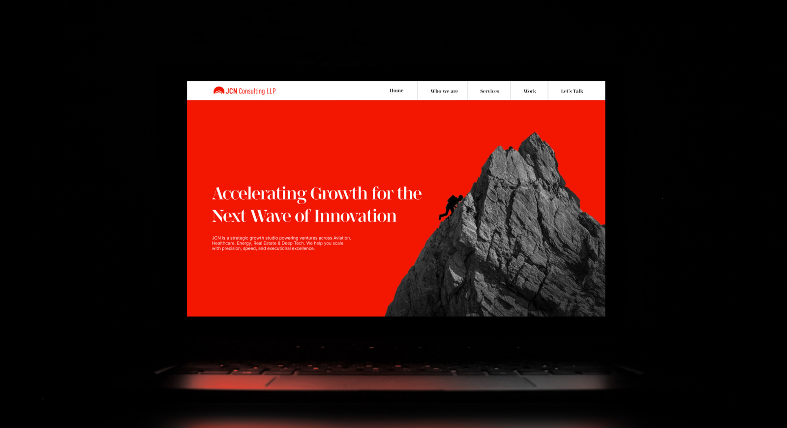 JCN Consulting website shown on a laptop device